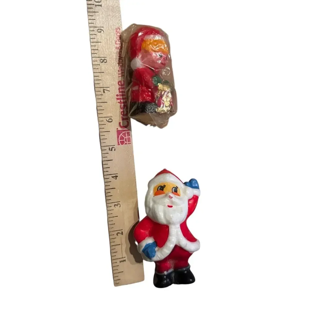 Vintage Christmas Candle Lot Santa Japan & Drummer Boy Wrapped Melted Wax Figure
